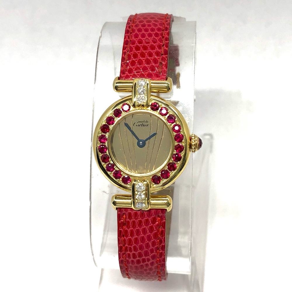 CARTIER COLISEE Quartz 24mm GP Silver .20TCW DIAMOND & .99TCW RED RUBIES Watch